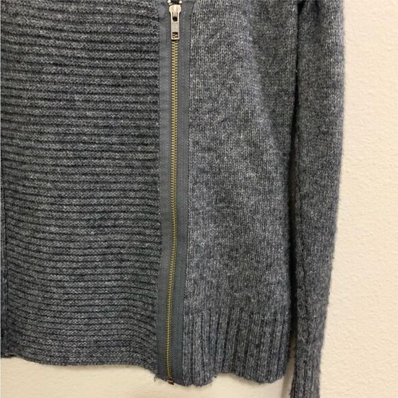 WILLI SMITH SWEATER WOMEN’S M GRAY CHUNKY MOTO WOOL BLEND SHAWL COLLAR. - Picture 5 of 12